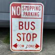 画像1: Vintage Road Sign "NO STOPPING PARKING BUS STOP" (1)