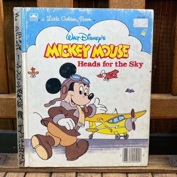 画像1: 1987s a Little Golden Book "MICKEY MOUSE Heads for the Sky" (1)